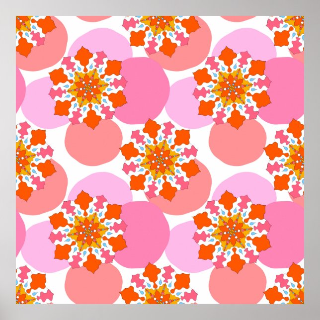 Seamless pattern with colourful mandalas. Bright t Poster (Front)