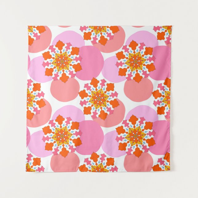 Seamless pattern with colourful mandalas. Bright t Tapestry (Front)