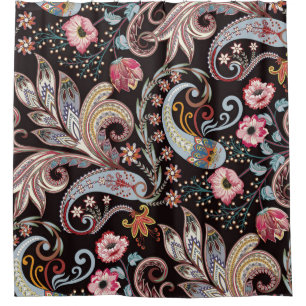 Seamless pattern with colourful paisley floral shower curtain