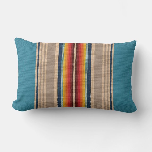 Seamless pattern with colourful serape stripes lumbar cushion (Front)