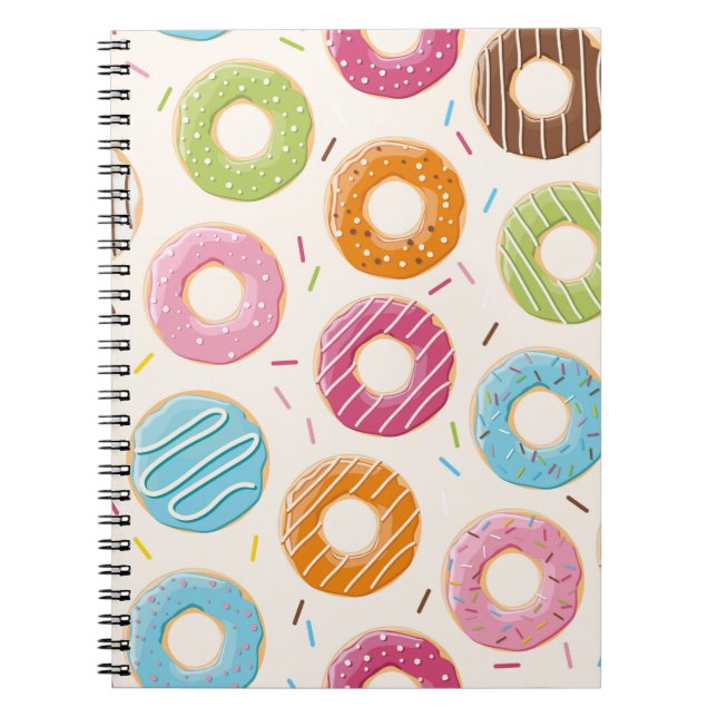 Seamless pattern with colourful tasty glossy dough notebook (Front)