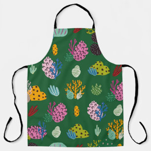Seamless pattern with corals branches and sea plan apron
