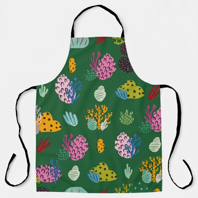 Seamless pattern with corals branches and sea plan apron (Front)