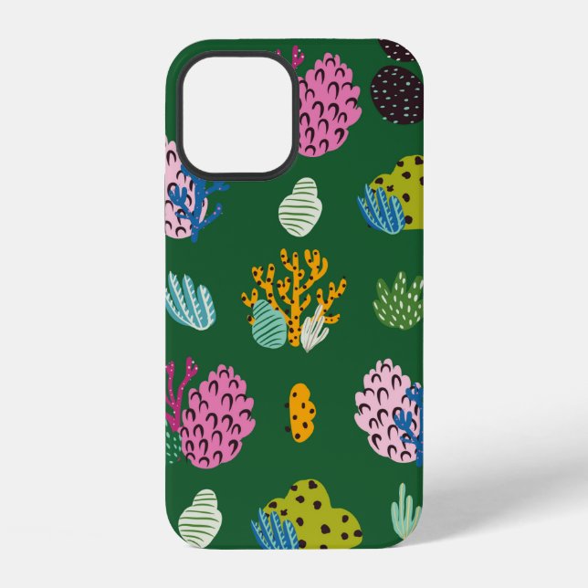 Seamless pattern with corals branches and sea plan iPhone case (Back)