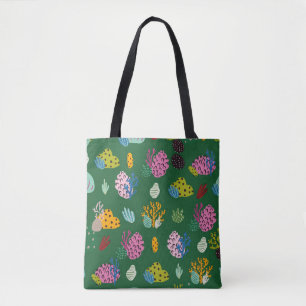 Seamless pattern with corals branches and sea plan tote bag