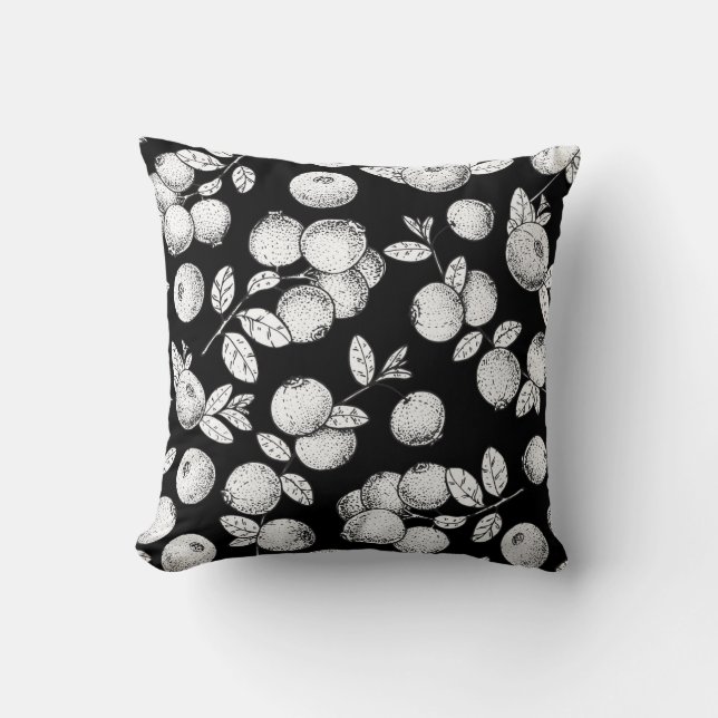 Seamless pattern with cranberry. Hand drawn sketch Cushion (Front)