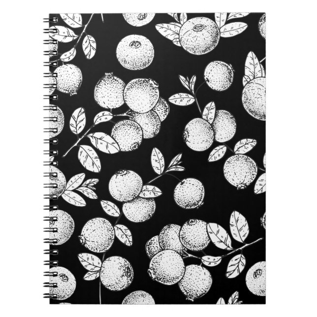 Seamless pattern with cranberry. Hand drawn sketch Notebook (Front)