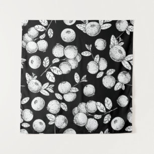 Seamless pattern with cranberry. Hand drawn sketch Tapestry