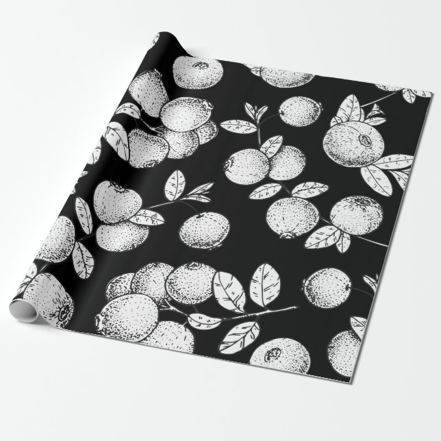 Seamless pattern with cranberry. Hand drawn sketch Wrapping Paper (Unrolled)