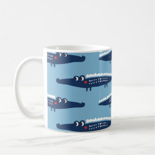 Seamless pattern with crocodiles coffee mug