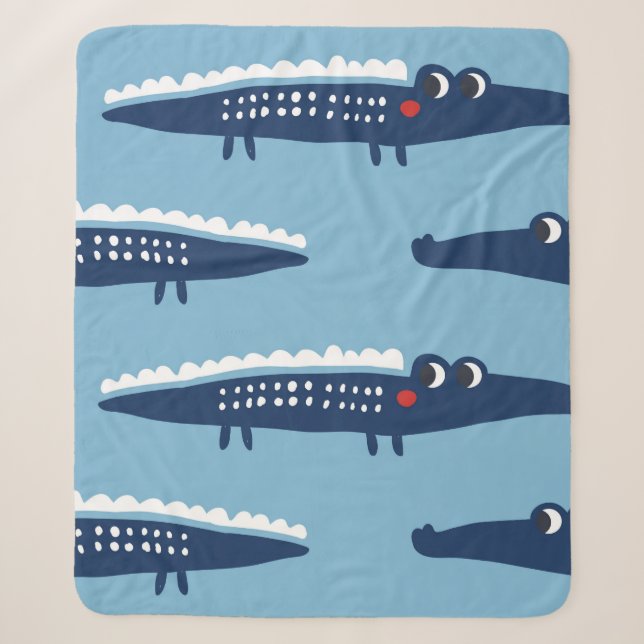 Seamless pattern with crocodiles sherpa blanket (Front)