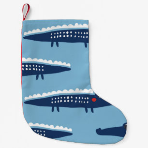 Seamless pattern with crocodiles small christmas stocking