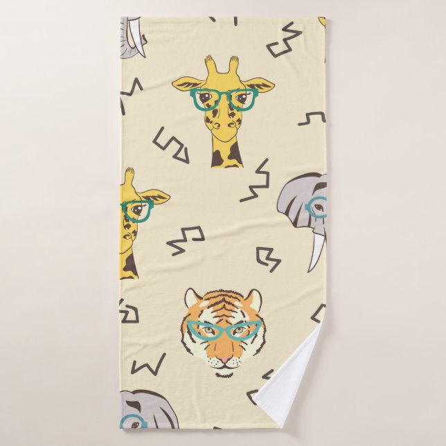 Seamless pattern with cute african animals: giraff bath towel (Bath Towel)