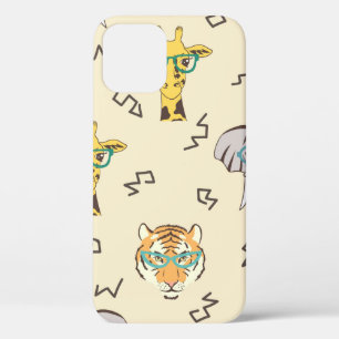 Seamless pattern with cute african animals: giraff iPhone 12 case