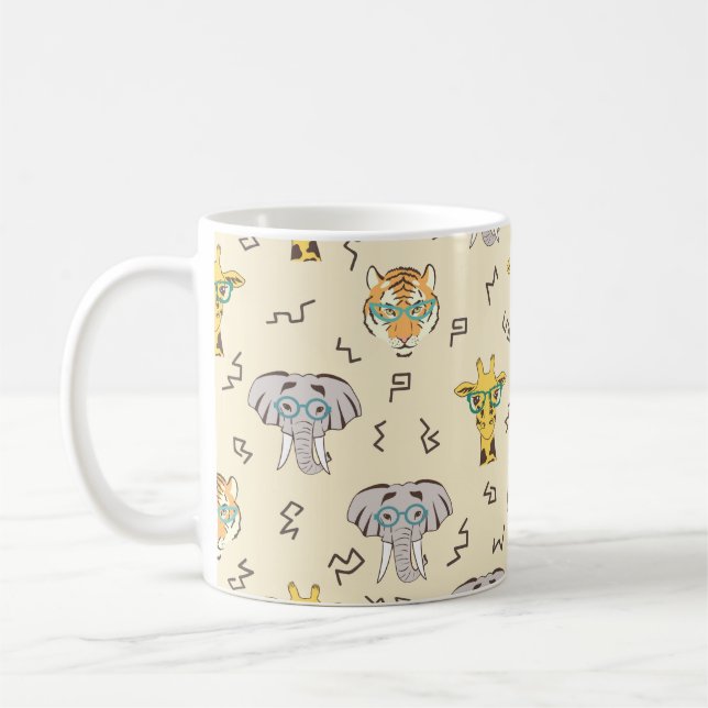 Seamless pattern with cute african animals: giraff coffee mug (Left)
