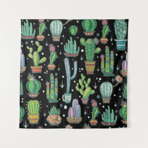 Seamless pattern with cute cactuses tapestry