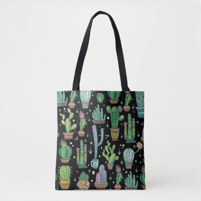 Seamless pattern with cute cactuses tote bag (Front)