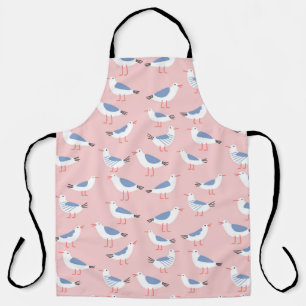 Seamless pattern with cute cartoon seagulls apron