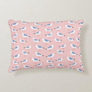 Seamless pattern with cute cartoon seagulls decorative cushion