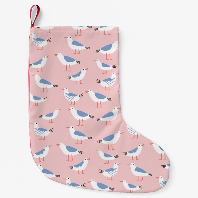 Seamless pattern with cute cartoon seagulls small christmas stocking (Front)