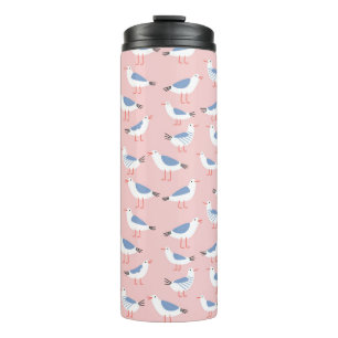 Seamless pattern with cute cartoon seagulls thermal tumbler