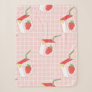 Seamless pattern with cute cartoon strawberry milk sherpa blanket