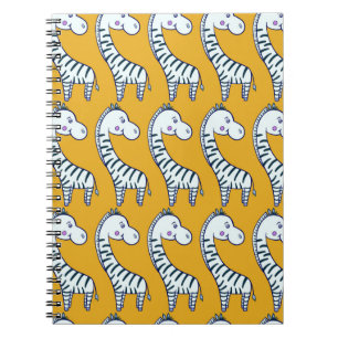 Seamless pattern with cute cartoon zebras yellow b notebook
