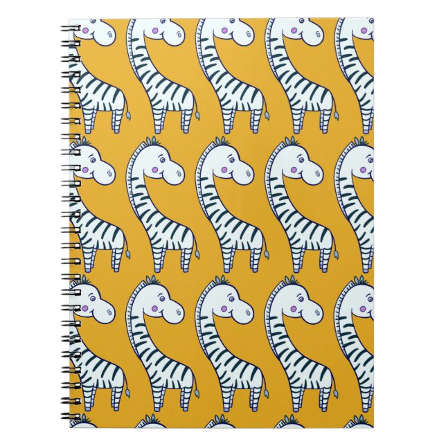 Seamless pattern with cute cartoon zebras yellow b notebook (Front)