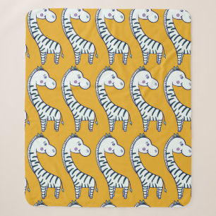Seamless pattern with cute cartoon zebras yellow b sherpa blanket