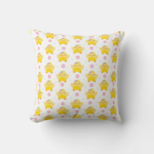 Seamless pattern with cute chicken cushion