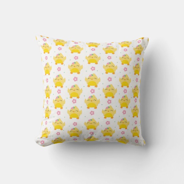 Seamless pattern with cute chicken cushion (Front)