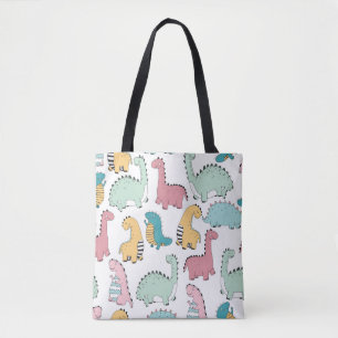 seamless pattern with cute colored, bright, pink, tote bag