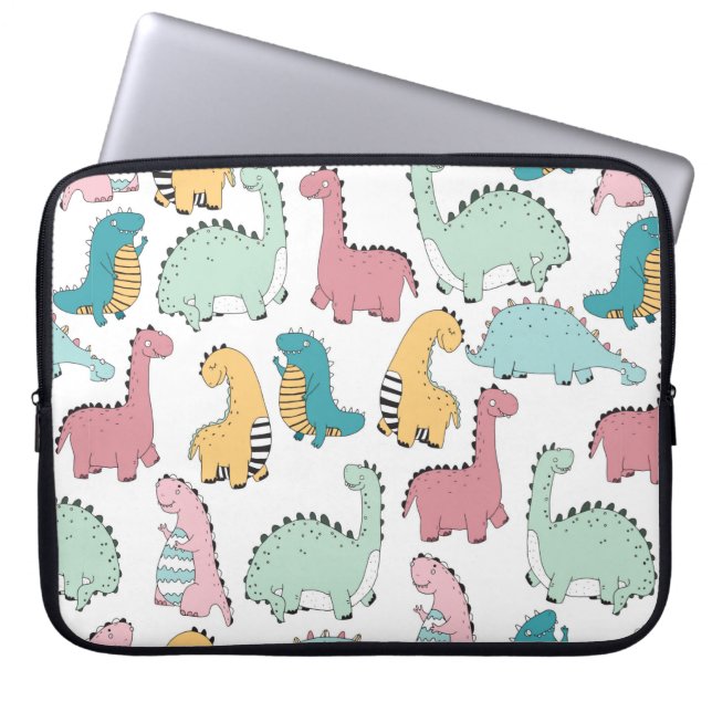 seamless pattern with cute coloured, bright, pink, laptop sleeve (Front)