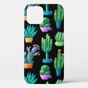 Seamless pattern with cute colourful cacti, tall, iPhone 12 case
