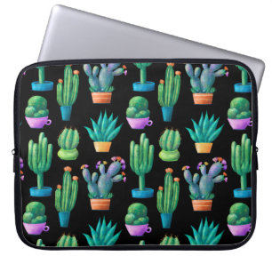 Seamless pattern with cute colourful cacti, tall,  laptop sleeve