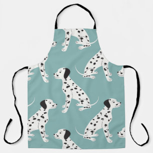 Seamless pattern with cute dalmatian apron
