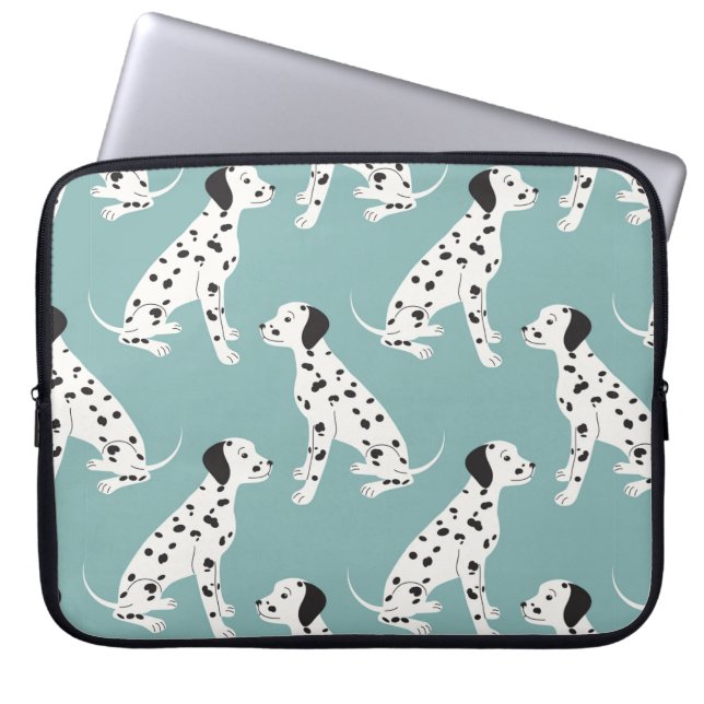 Seamless pattern with cute dalmatian laptop sleeve (Front)