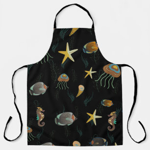 Seamless pattern with cute decorative fishes apron