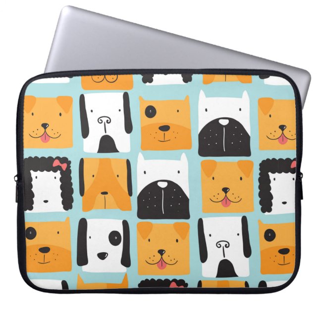Seamless pattern with cute dogs.  laptop sleeve (Front)