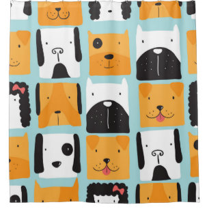 Seamless pattern with cute dogs.  shower curtain