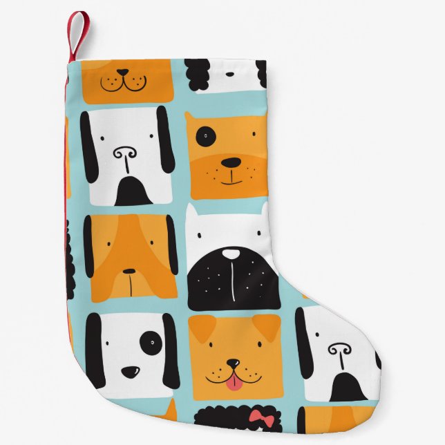 Seamless pattern with cute dogs.  small christmas stocking (Front)