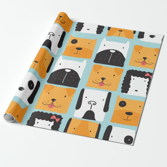 Seamless pattern with cute dogs.  wrapping paper (Unrolled)