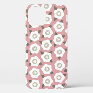 Seamless pattern with cute flowers on pink backgro iPhone 12 case