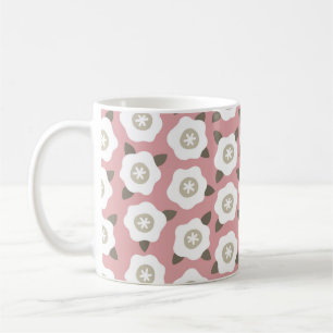 Seamless pattern with cute flowers on pink backgro coffee mug