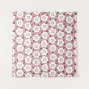 Seamless pattern with cute flowers on pink backgro tapestry