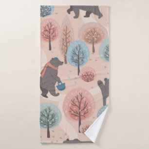 Seamless pattern with cute funny handdrawn bears i bath towel