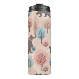 Seamless pattern with cute funny handdrawn bears i thermal tumbler