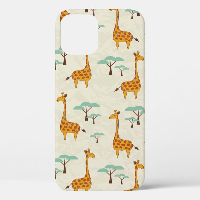 Seamless pattern with cute giraffes and trees, Vin Case-Mate iPhone Case (Back)