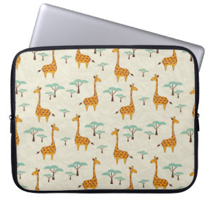 Seamless pattern with cute giraffes and trees, Vin Laptop Sleeve