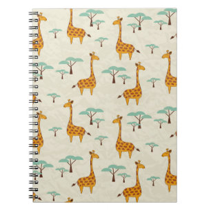 Seamless pattern with cute giraffes and trees, Vin Notebook